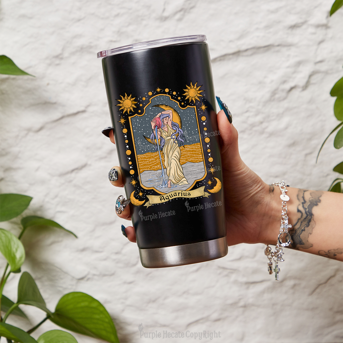 Purplehecate Aquarius Zodiac Tumbler