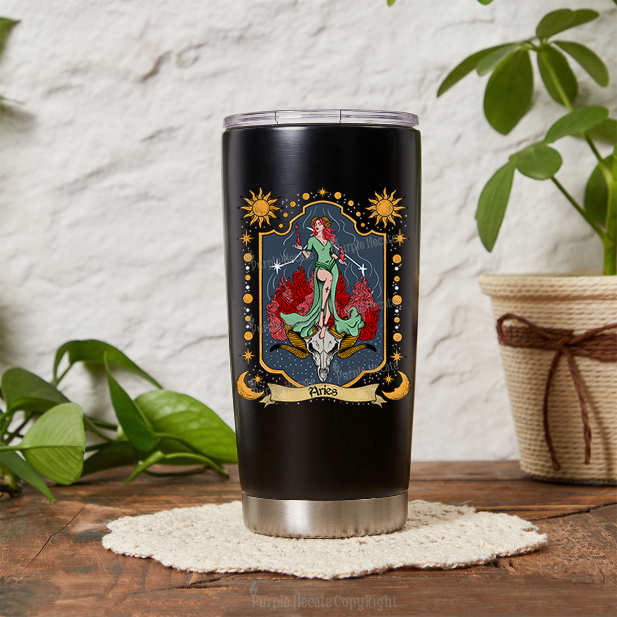 Purplehecate Aries Zodiac Tumbler