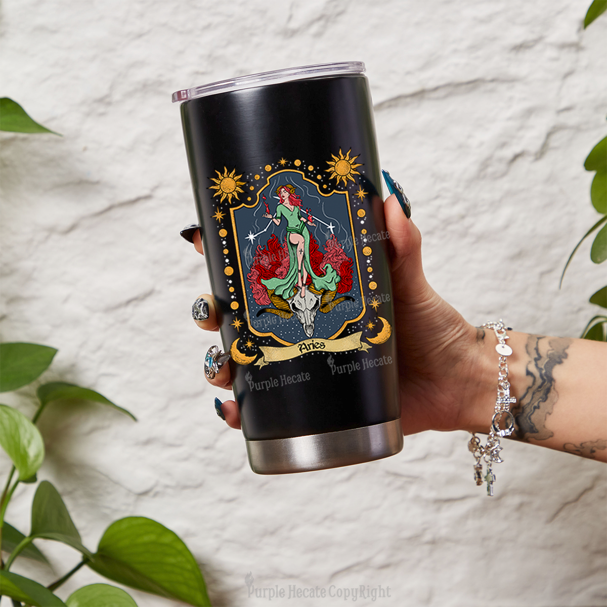 Purplehecate Aries Zodiac Tumbler