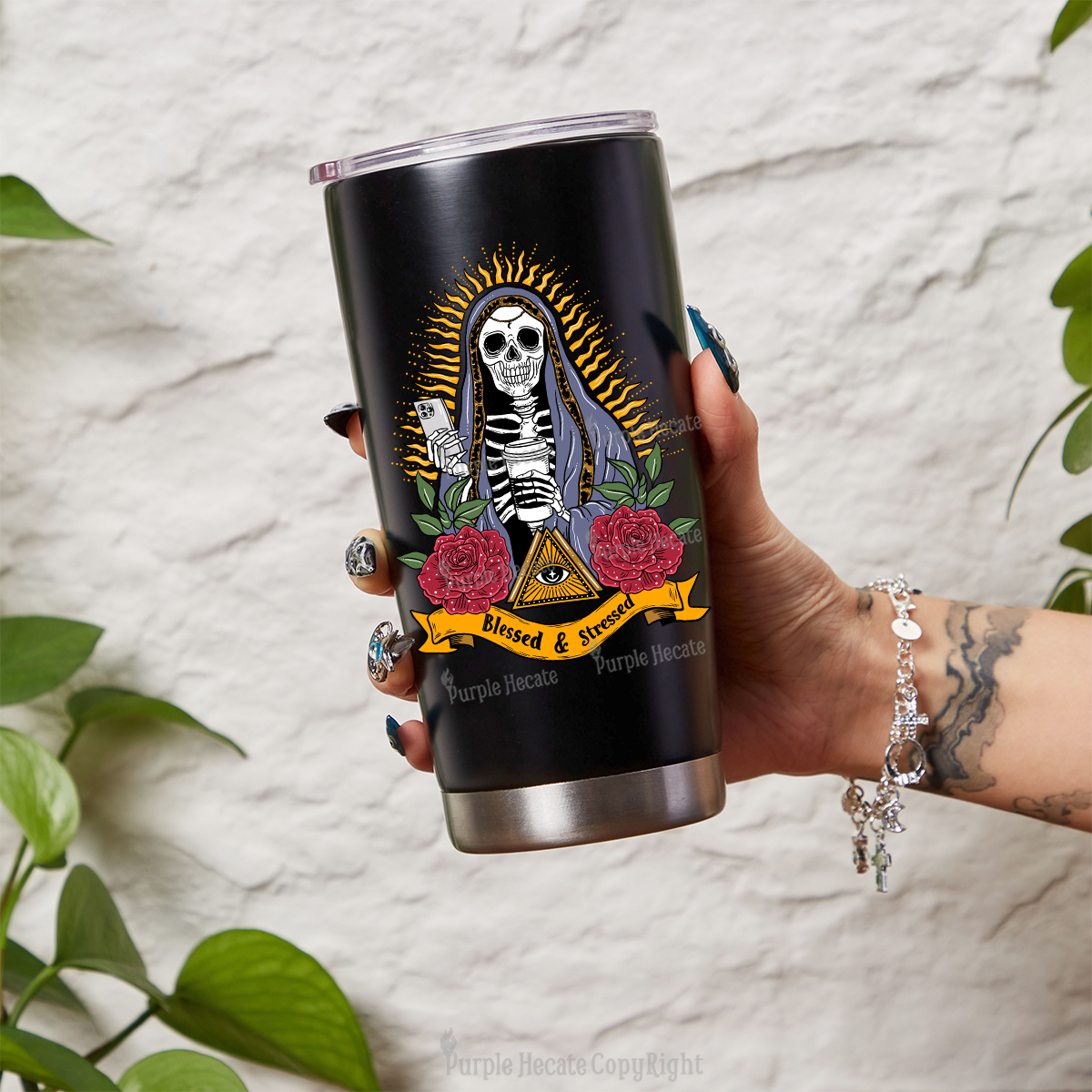Purplehecate Blessed And Stressed Tumbler