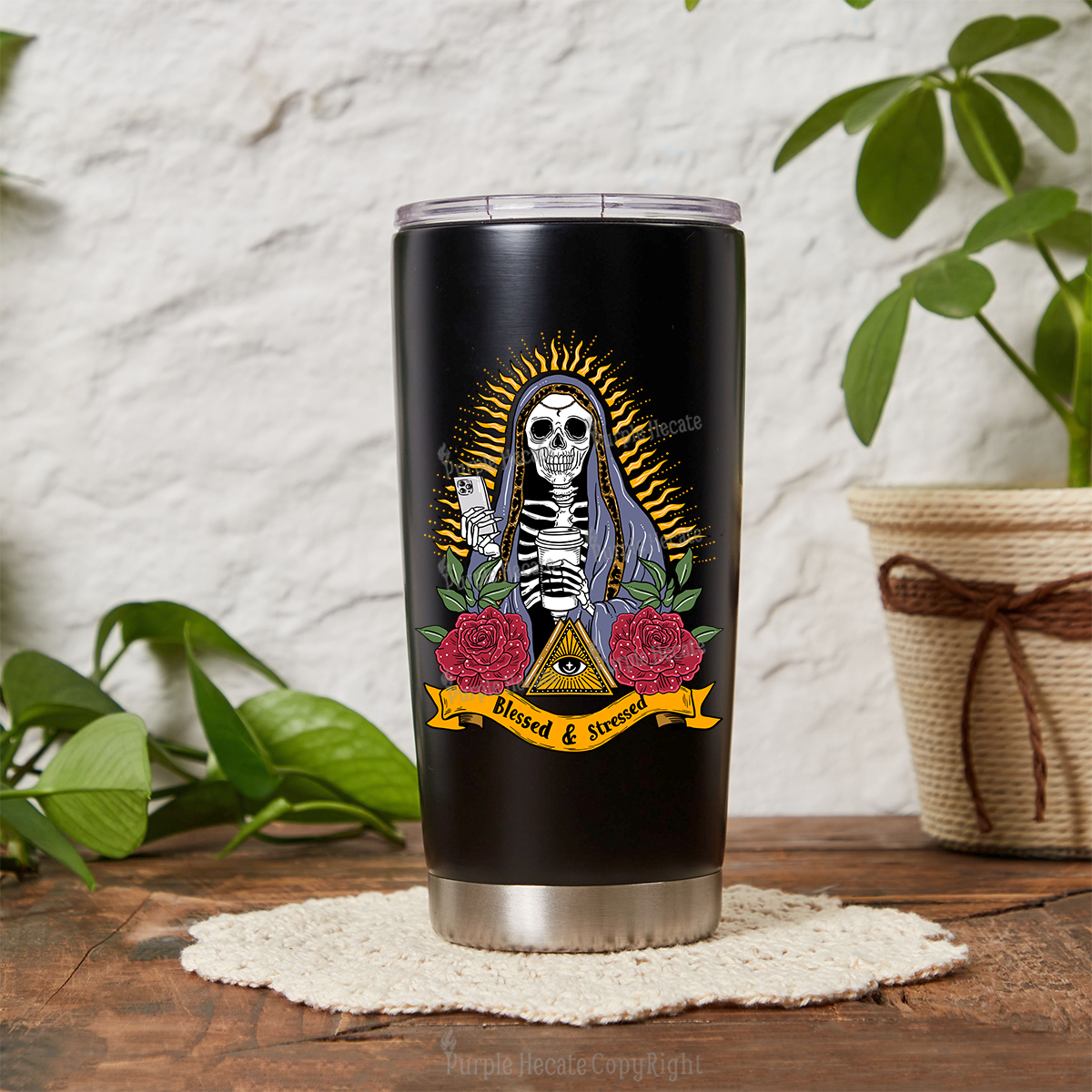 Purplehecate Blessed And Stressed Tumbler