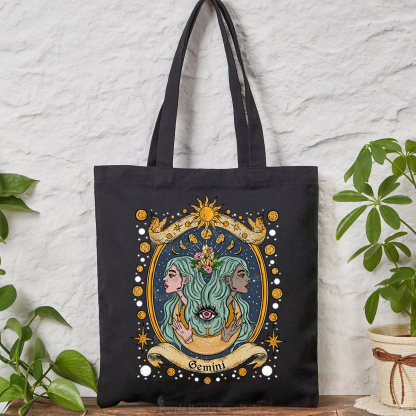 Purplehecate Celestial Gemini Zodiac Tote Bag