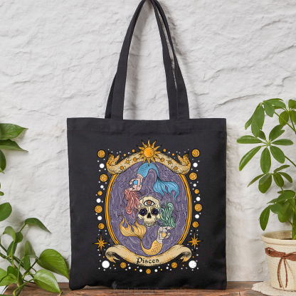 Purplehecate Celestial Pisces Zodiac Tote Bag