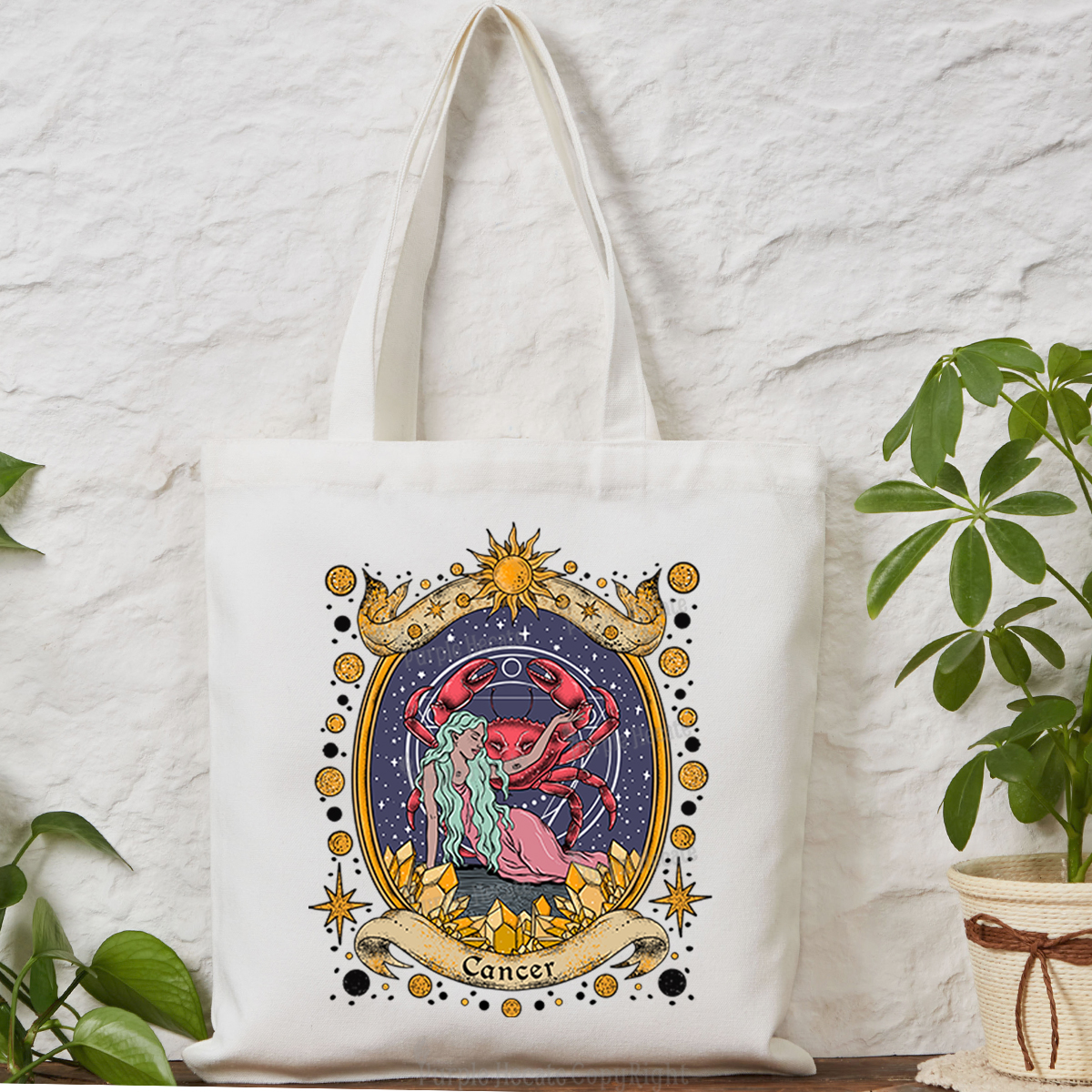 Purplehecate Celestial Cancer Zodiac Tote Bag