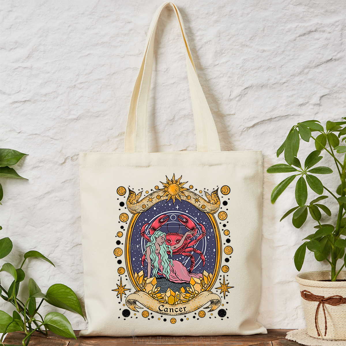 Purplehecate Celestial Cancer Zodiac Tote Bag