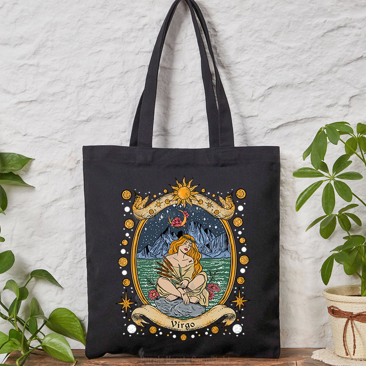 Purplehecate Celestial Virgo Zodiac Tote Bag