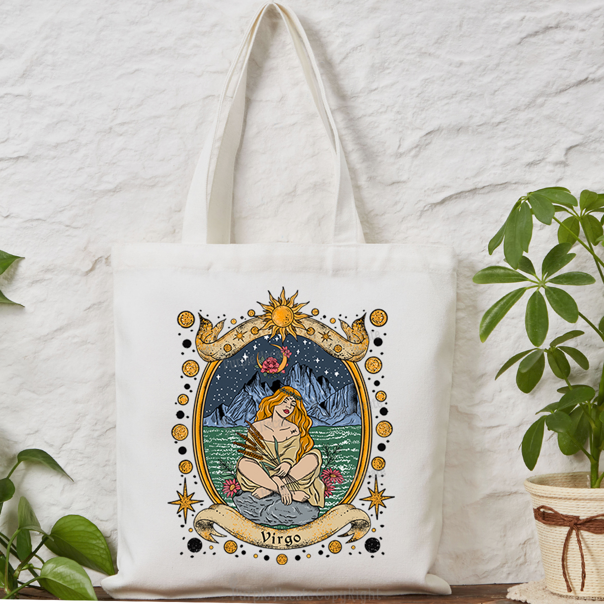 Purplehecate Celestial Virgo Zodiac Tote Bag
