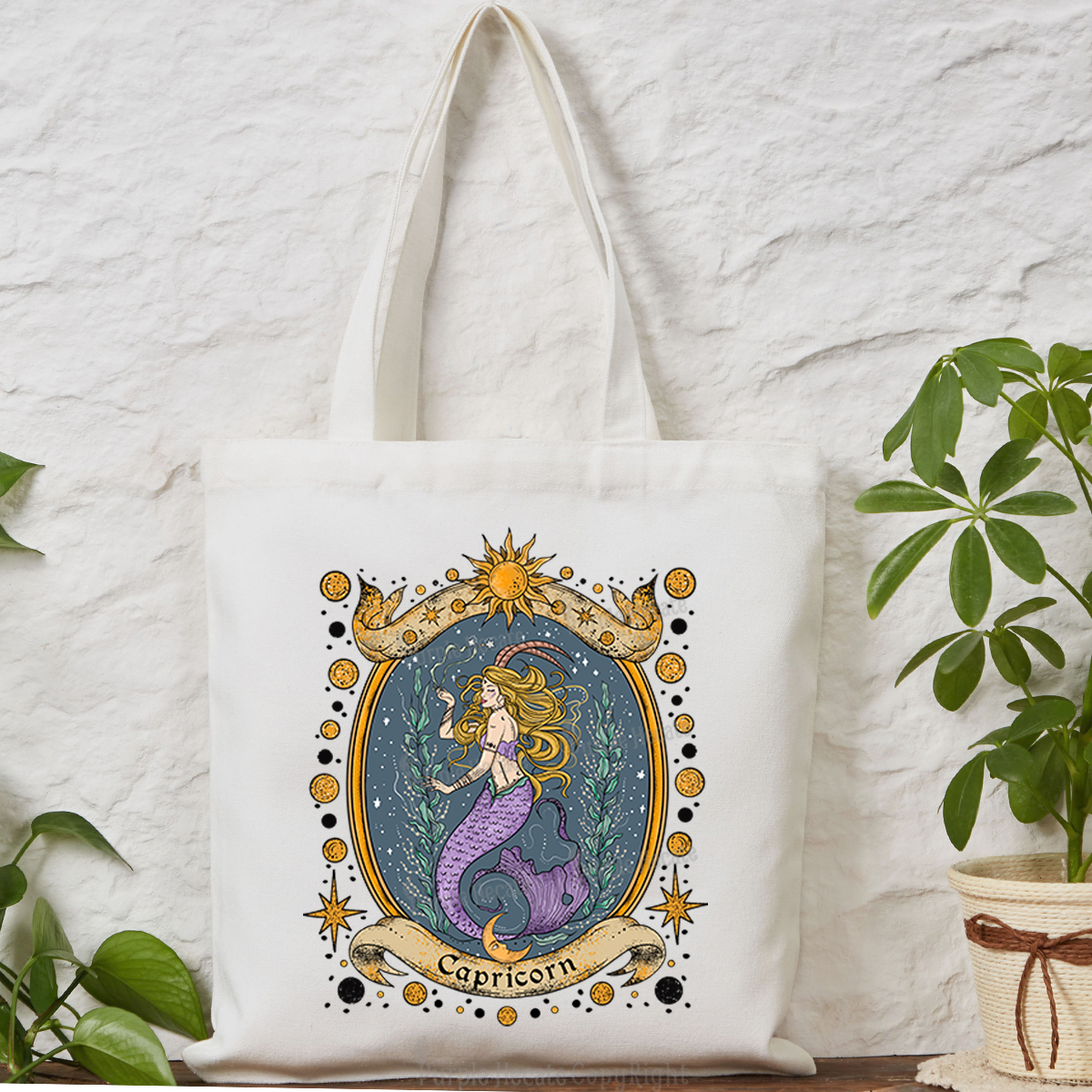 Purplehecate Celestial Capricorn Zodiac Tote Bag