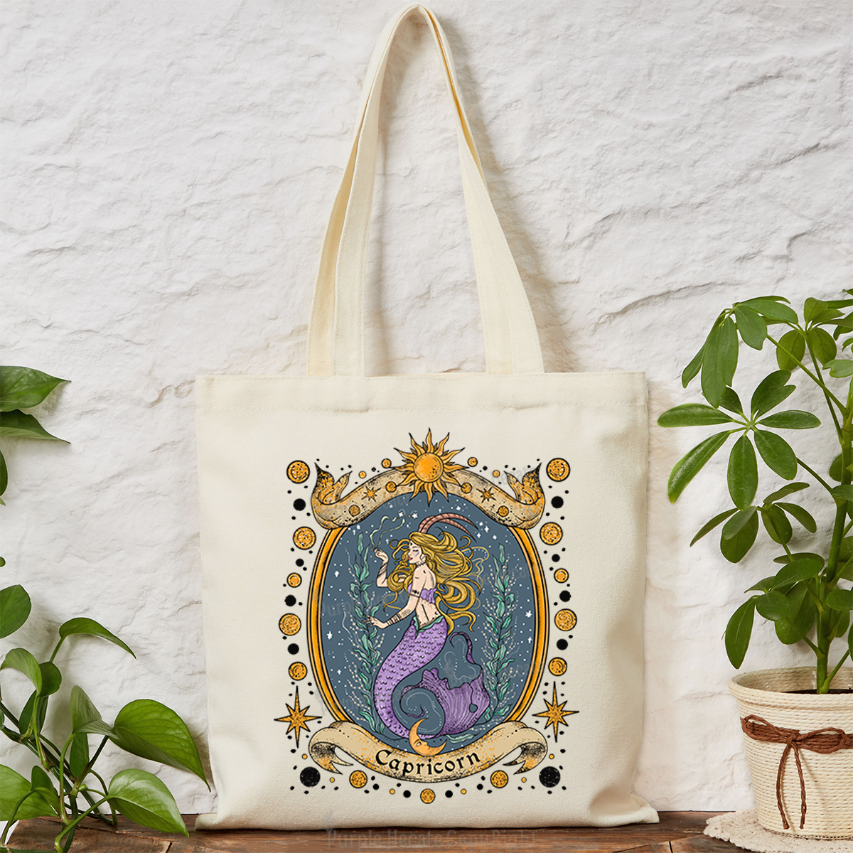 Purplehecate Celestial Capricorn Zodiac Tote Bag