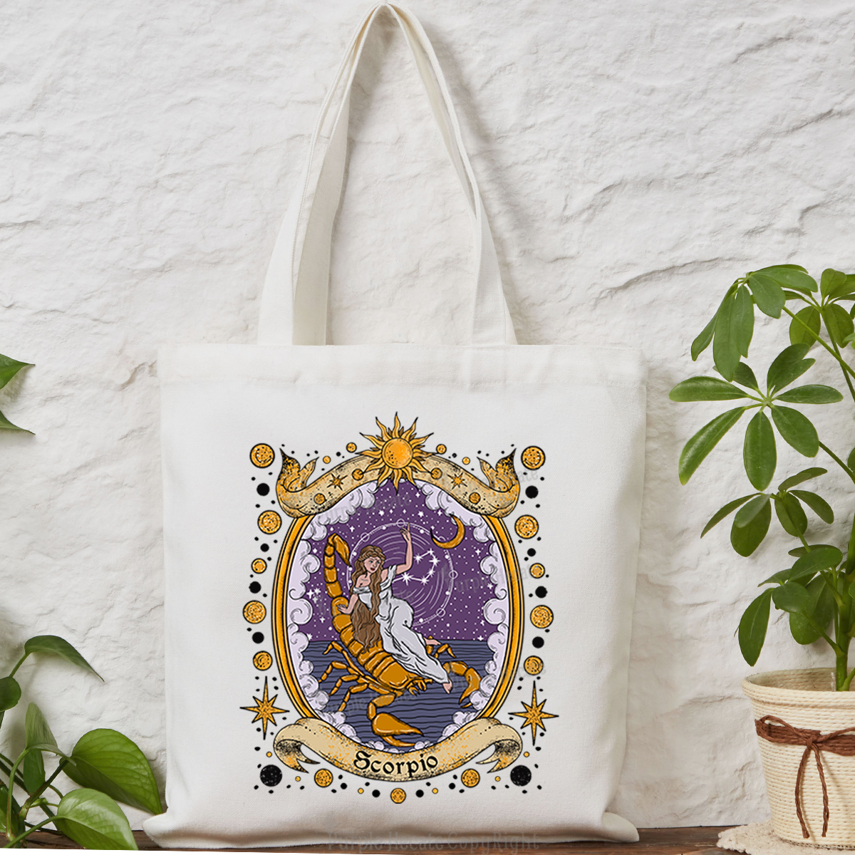 Purplehecate Celestial Scorpio Zodiac Tote Bag