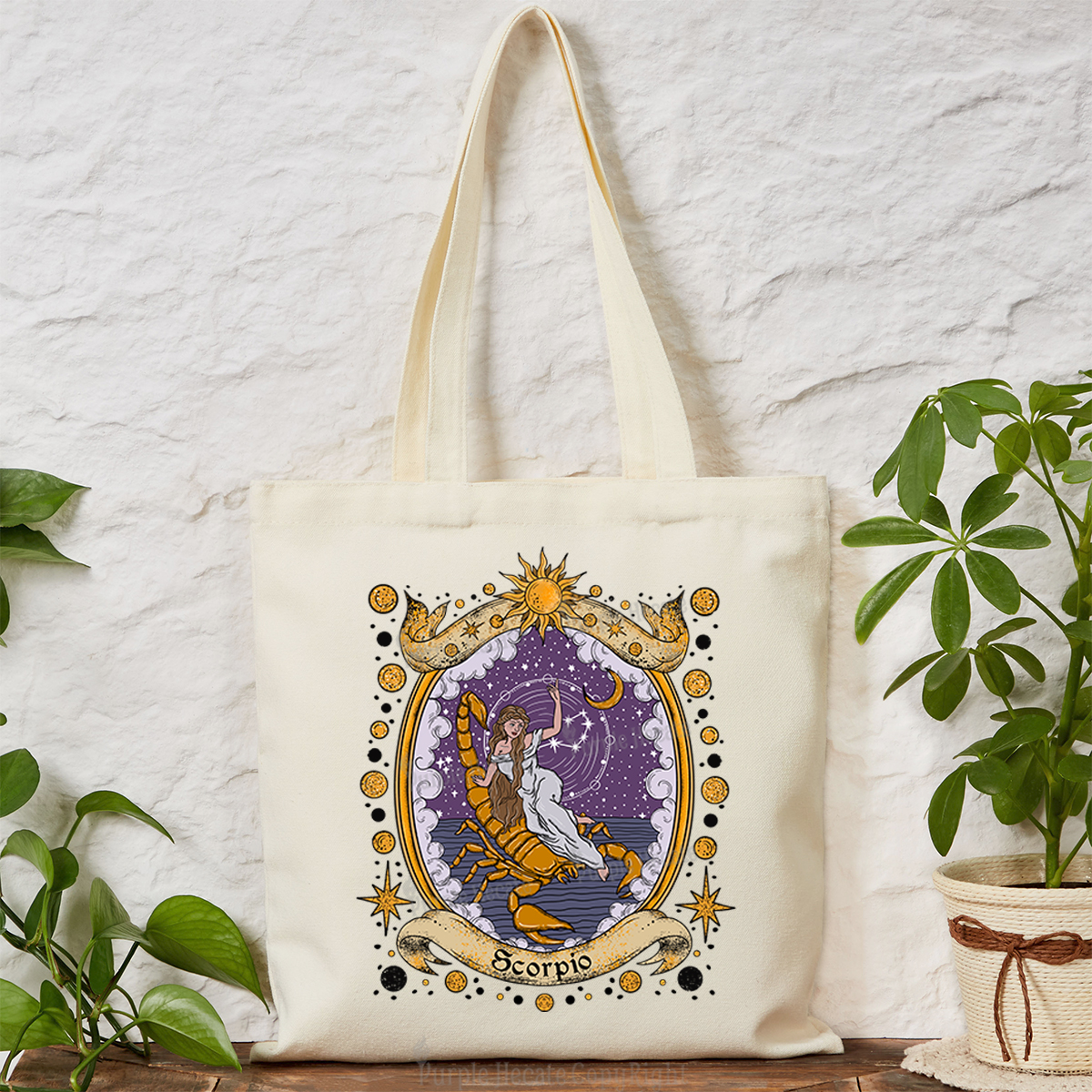 Purplehecate Celestial Scorpio Zodiac Tote Bag