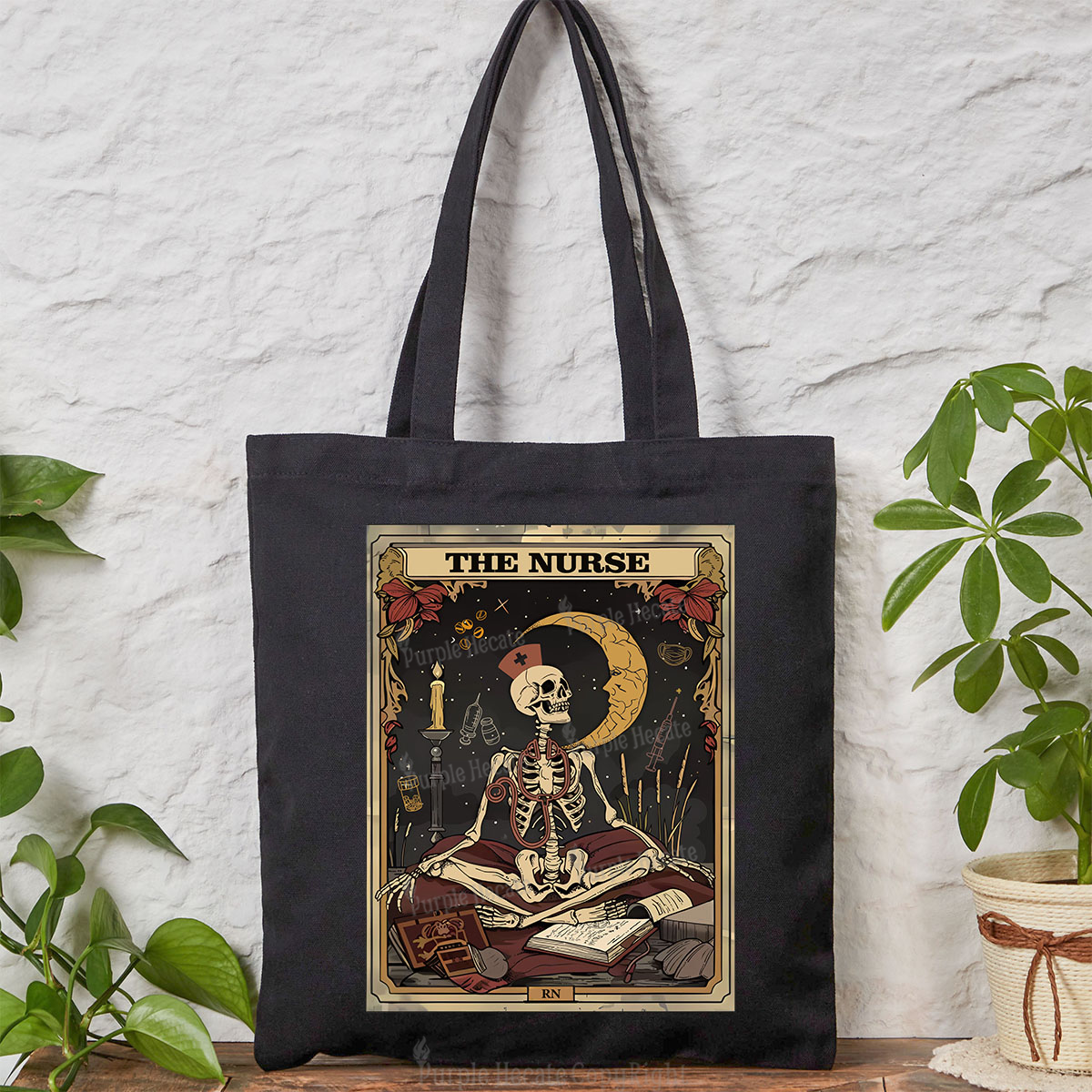 Purplehecate The Nurse Tarot Card Tote Bag