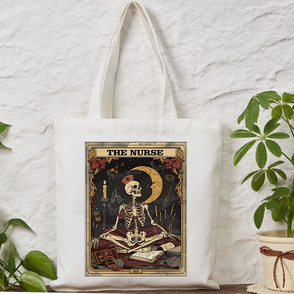 Purplehecate The Nurse Tarot Card Tote Bag