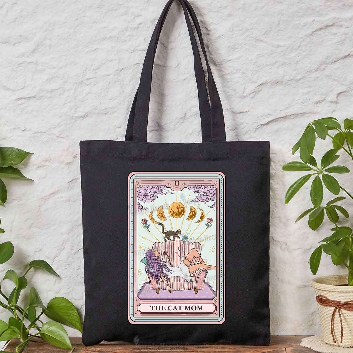 Purplehecate The Cat Mom Tote Bag