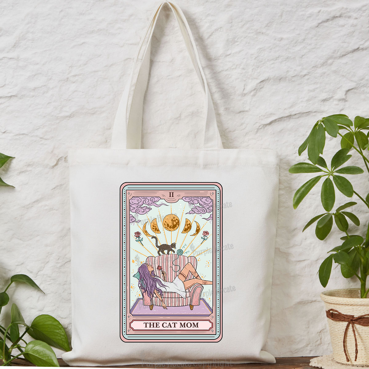 Purplehecate The Cat Mom Tote Bag