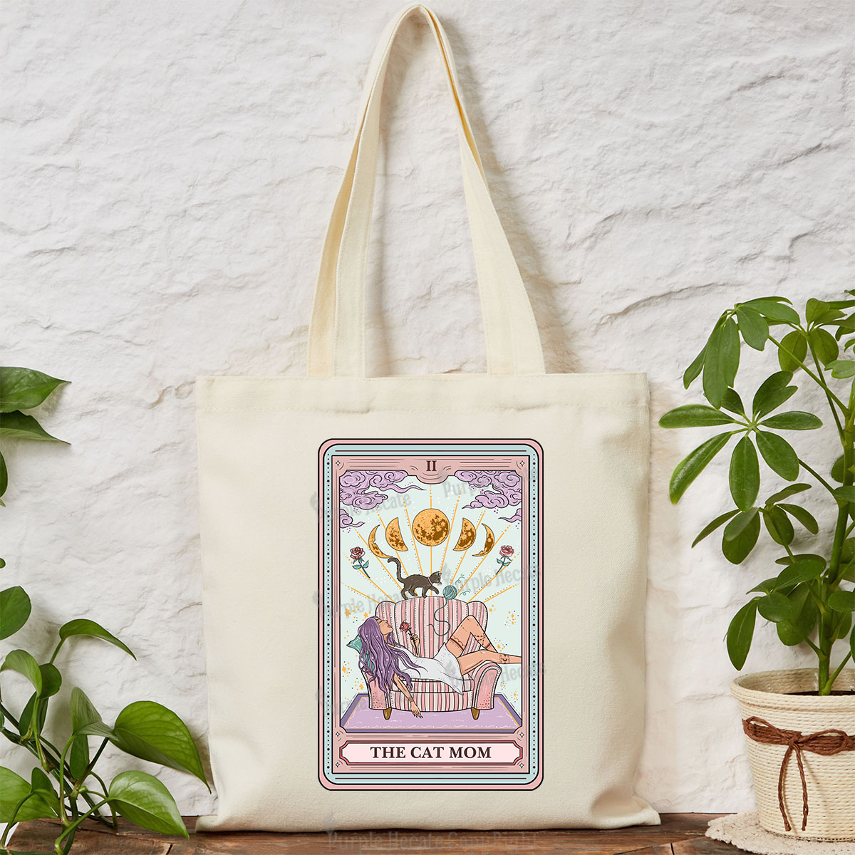 Purplehecate The Cat Mom Tote Bag