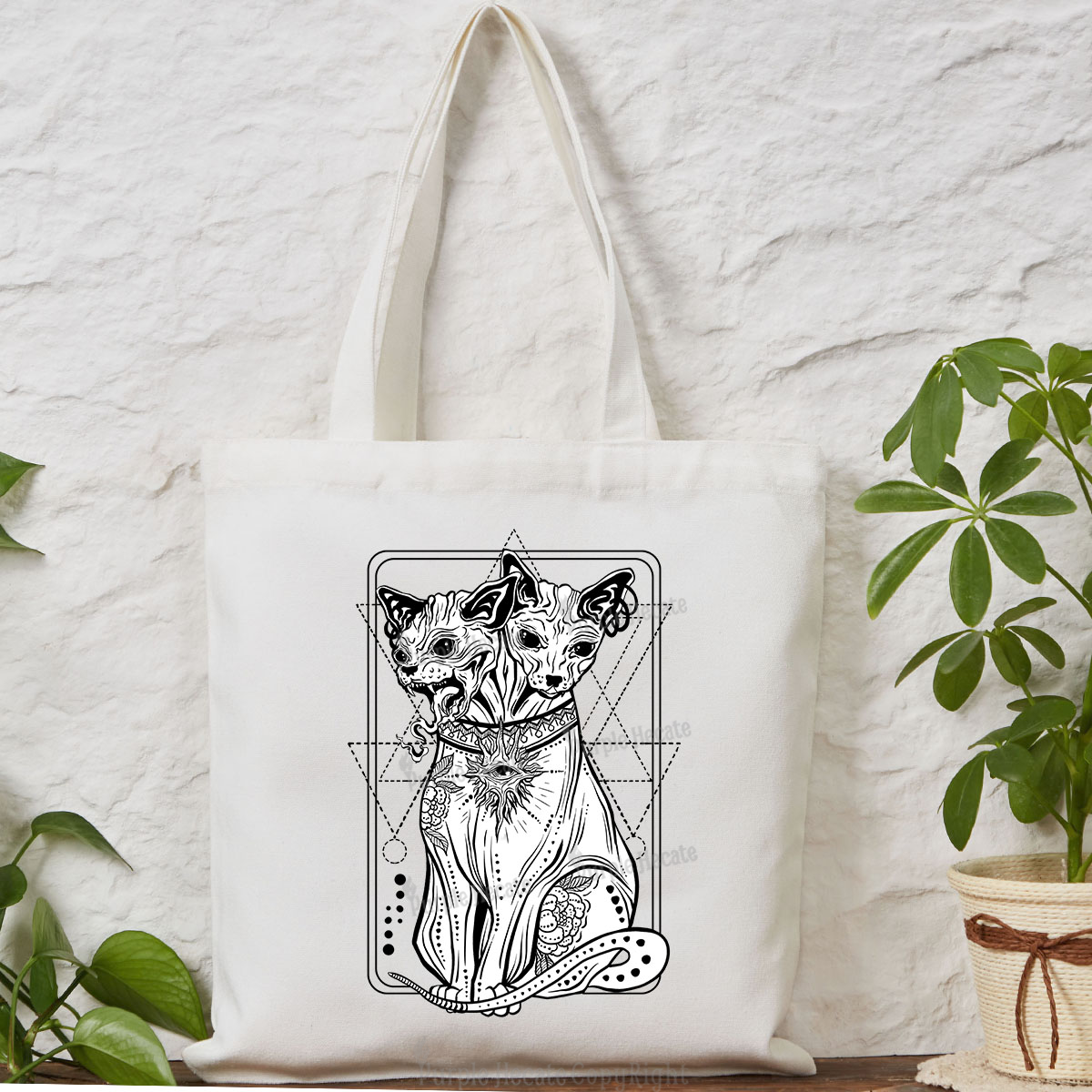 Purplehecate The Cat Goddess Bastet Tote Bag