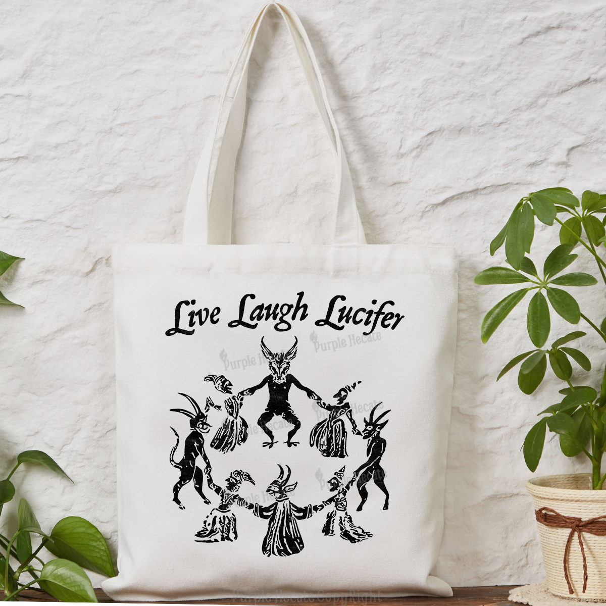 Purplehecate Live Laugh Lucifer Tote Bag