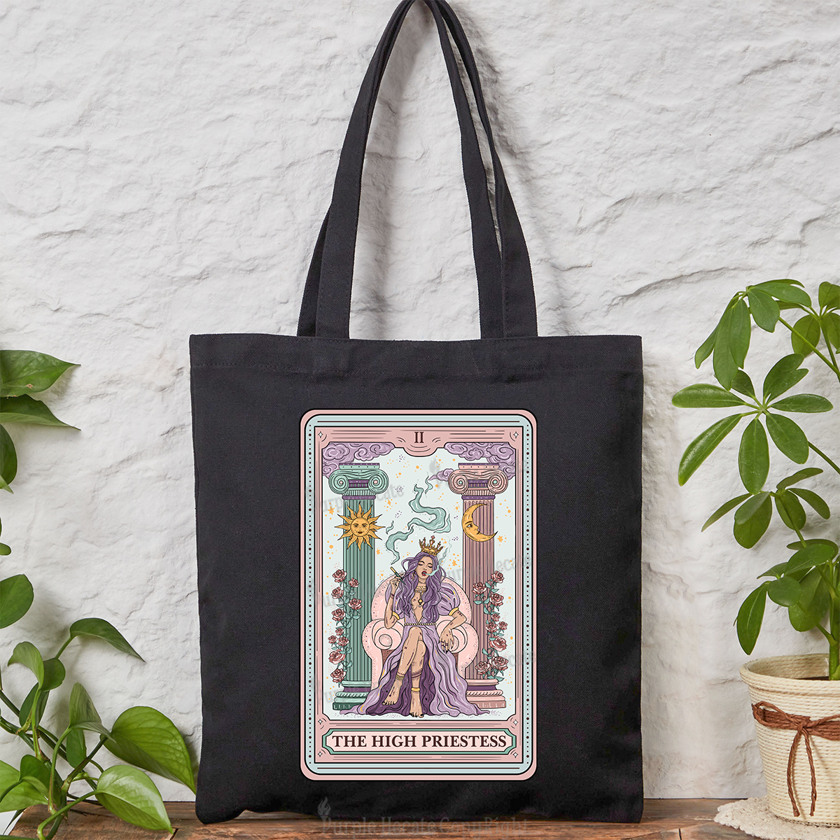 Purplehecate The High Priestess Tarot Card Tote Bag