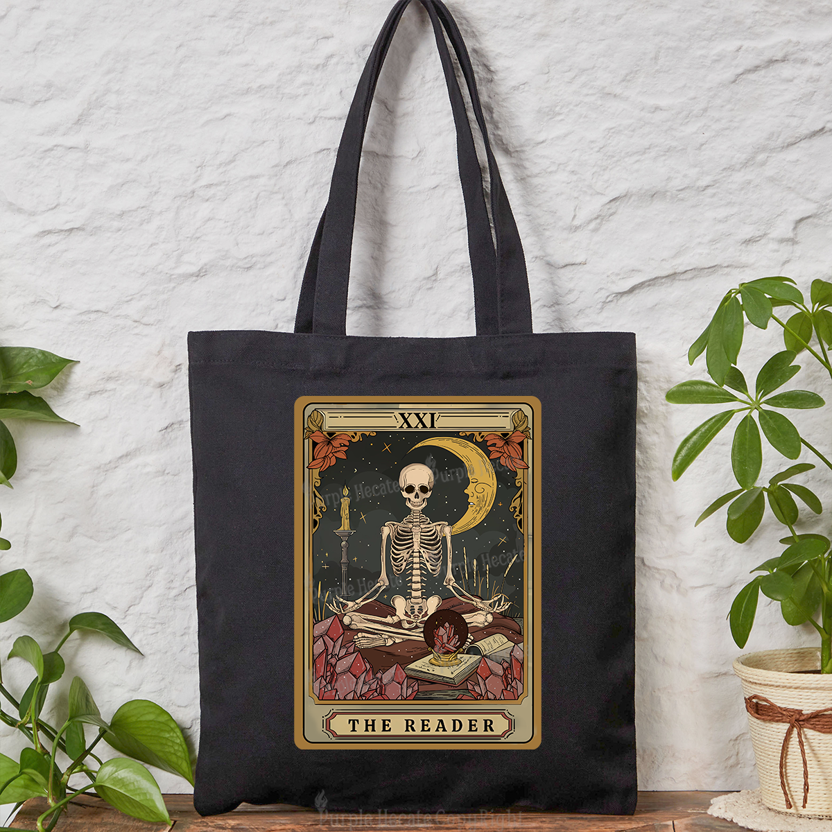 Purplehecate The Reader Tarot Tote Bag