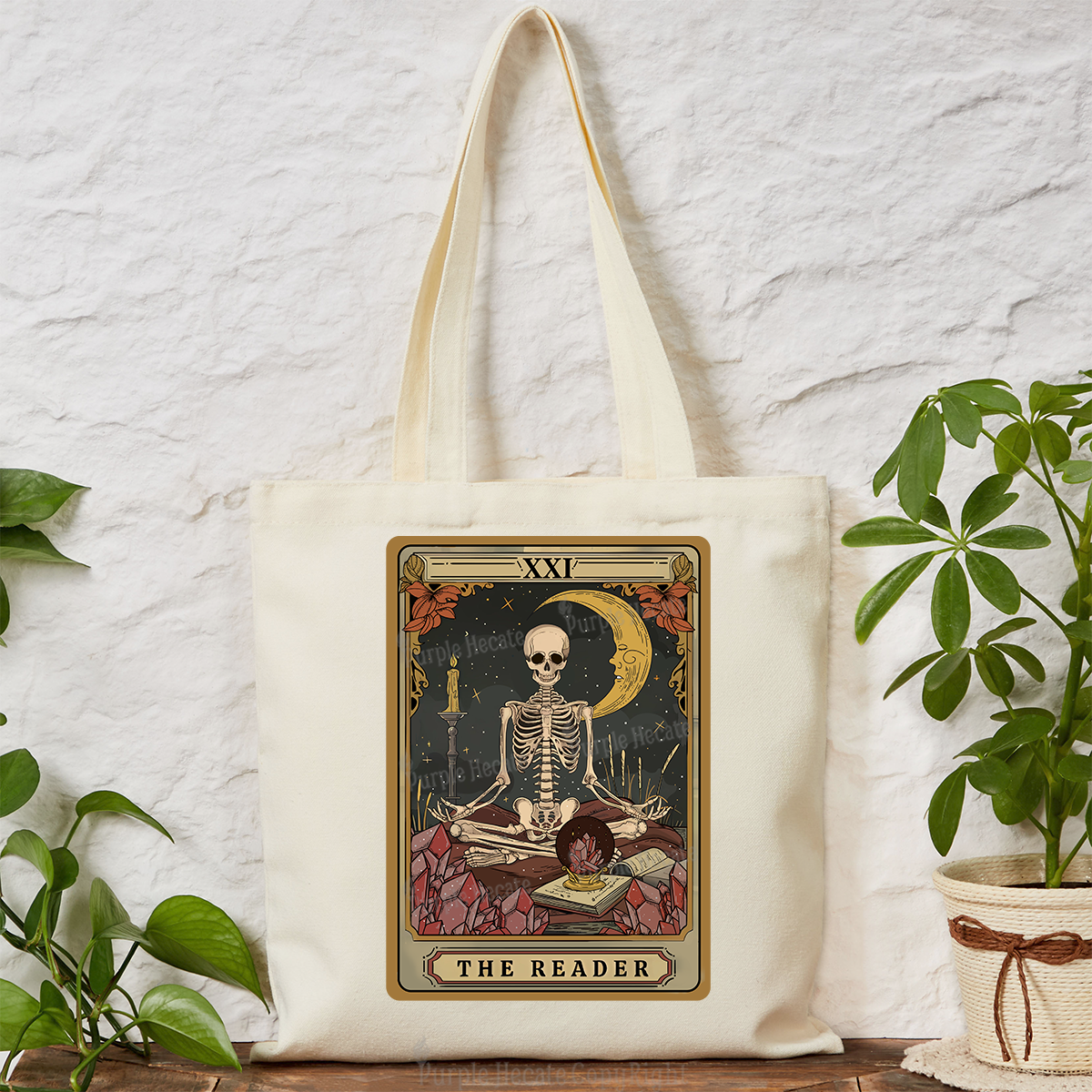 Purplehecate The Reader Tarot Tote Bag