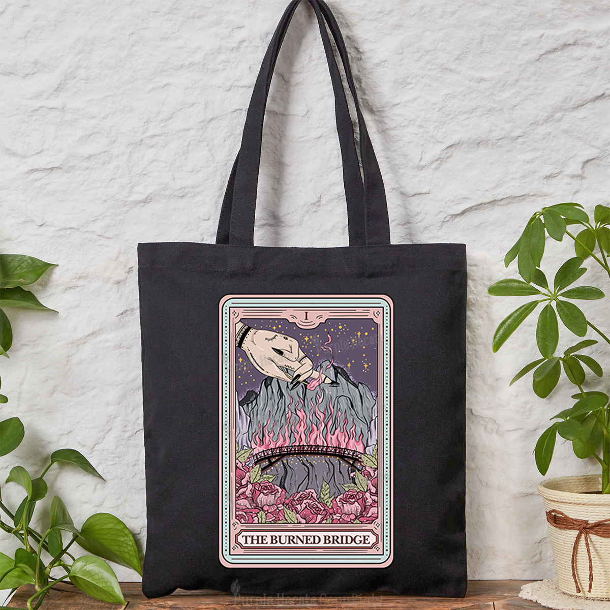 Purplehecate The Burned Bridge Tarot Tote Bag