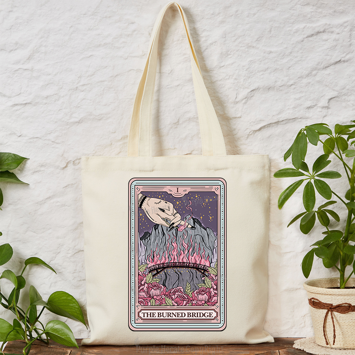 Purplehecate The Burned Bridge Tarot Tote Bag
