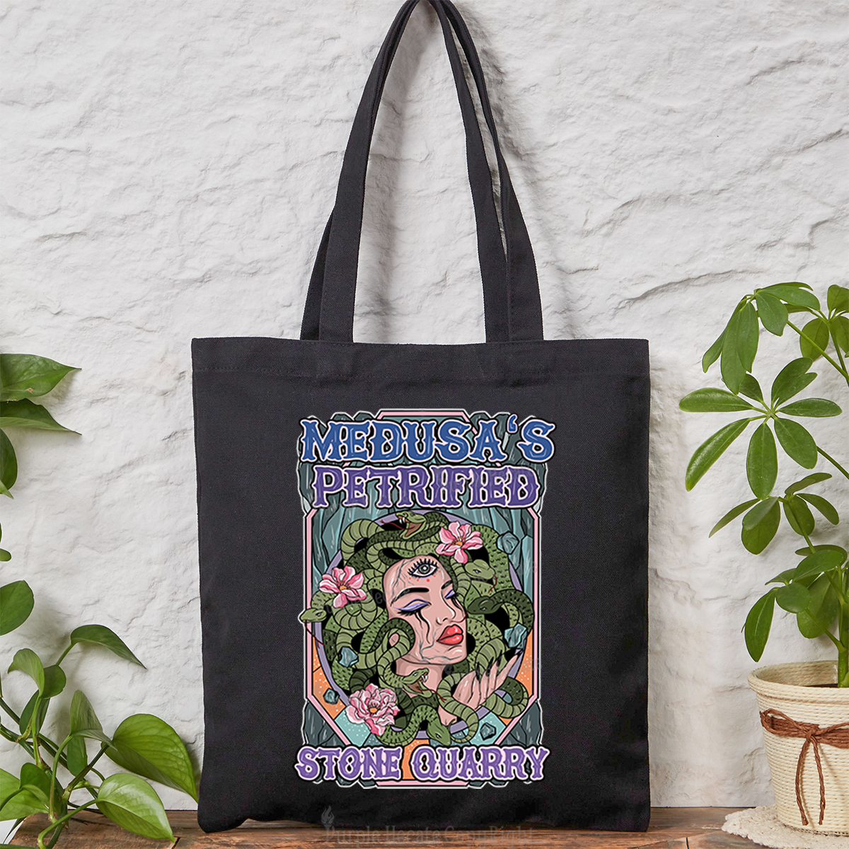 Purplehecate The Gorgon with Snake Hair Medusa Tote Bag