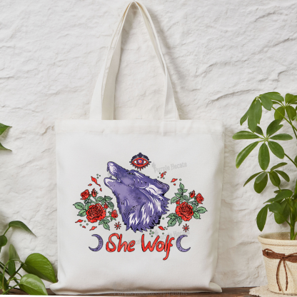 Purplehecate Moon Wolf Tote Bag