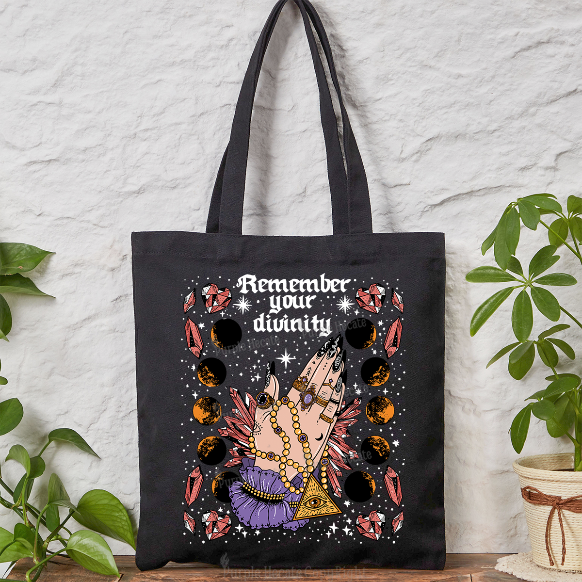 Purplehecate Remember Your Divinity Tote Bag