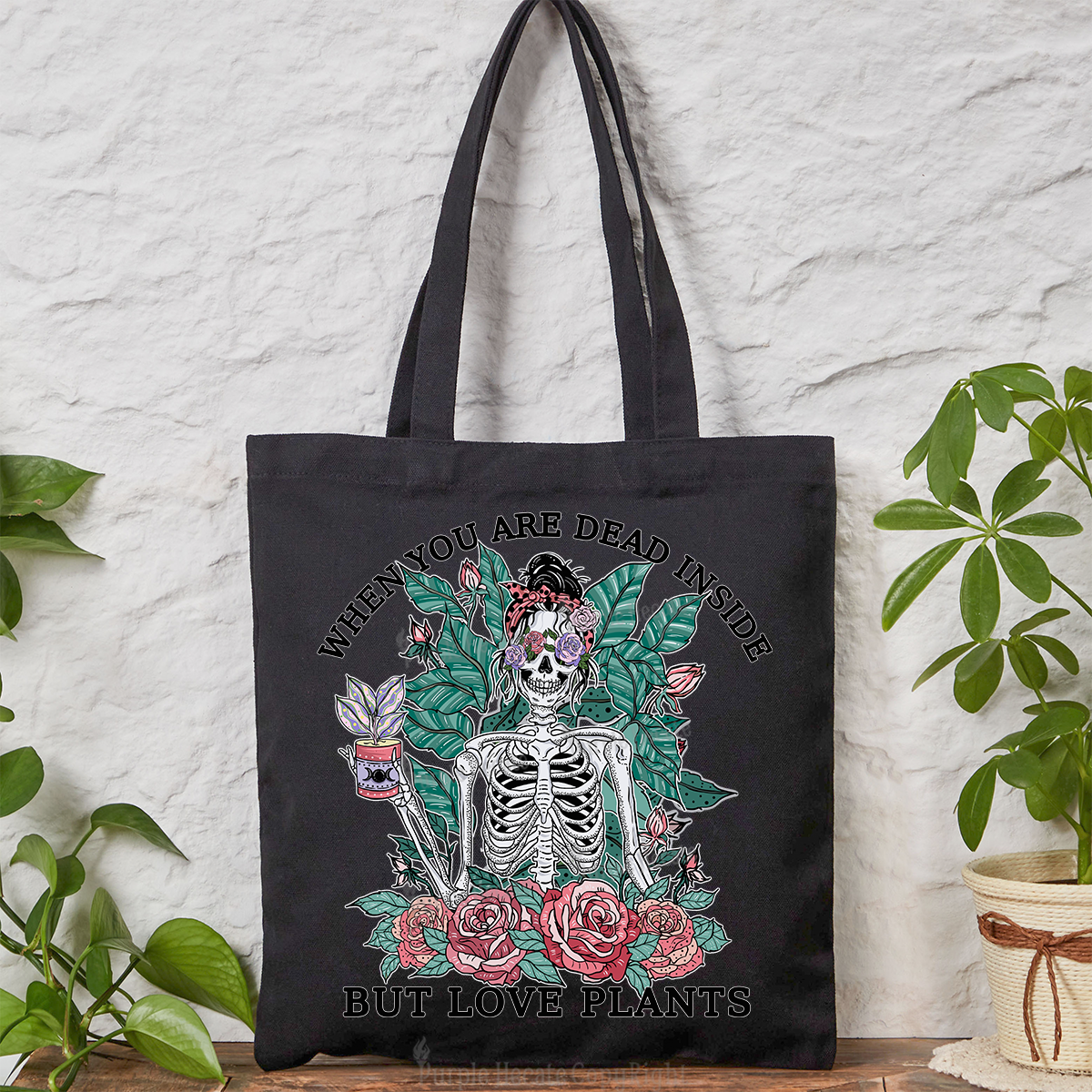 Purplehecate When You Dead Inside But Love Plants Tote Bag