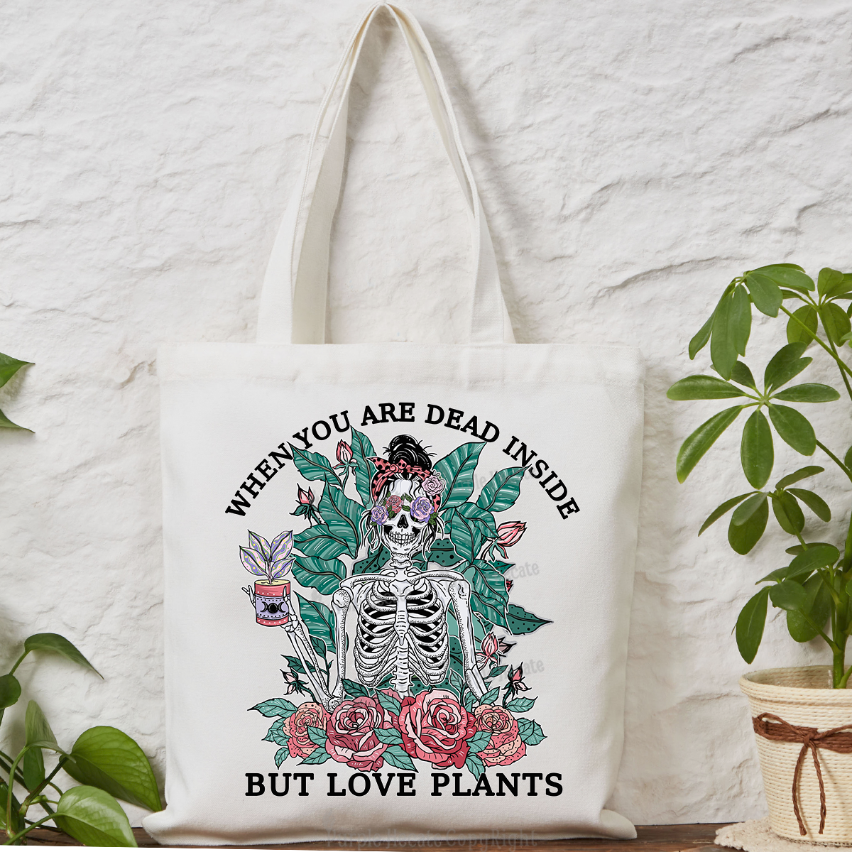 Purplehecate When You Dead Inside But Love Plants Tote Bag