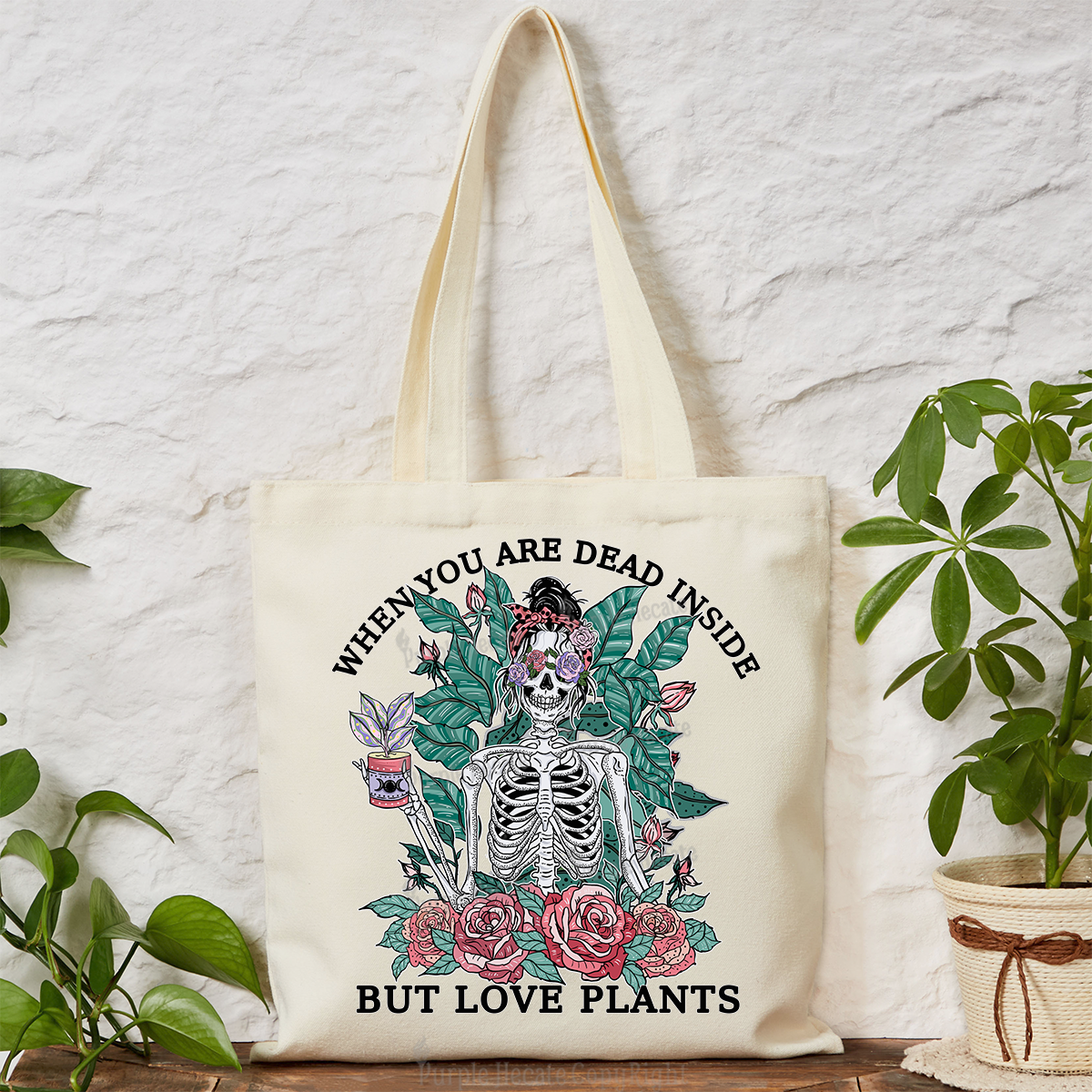 Purplehecate When You Dead Inside But Love Plants Tote Bag