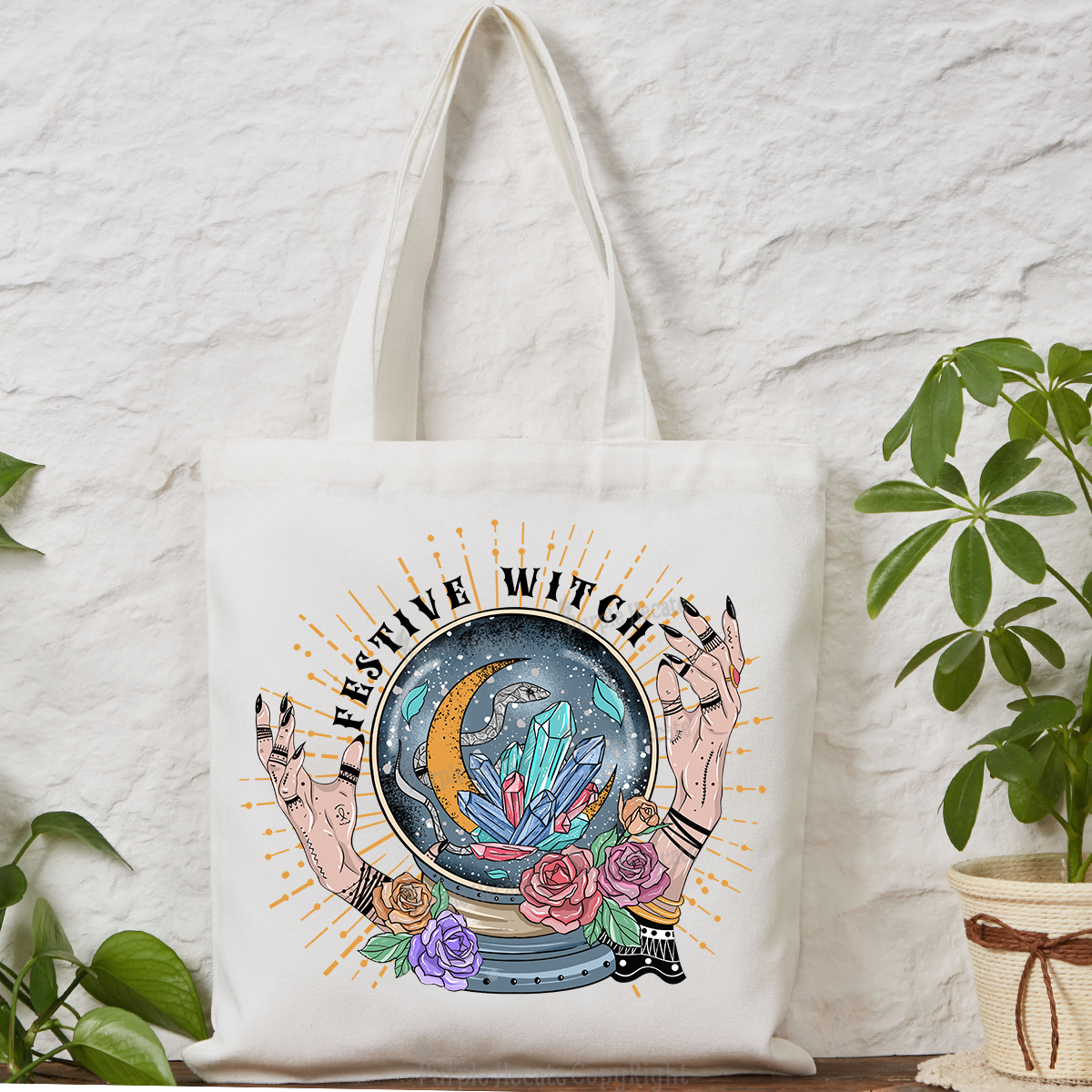 Purplehecate Festive Witch Tote Bag