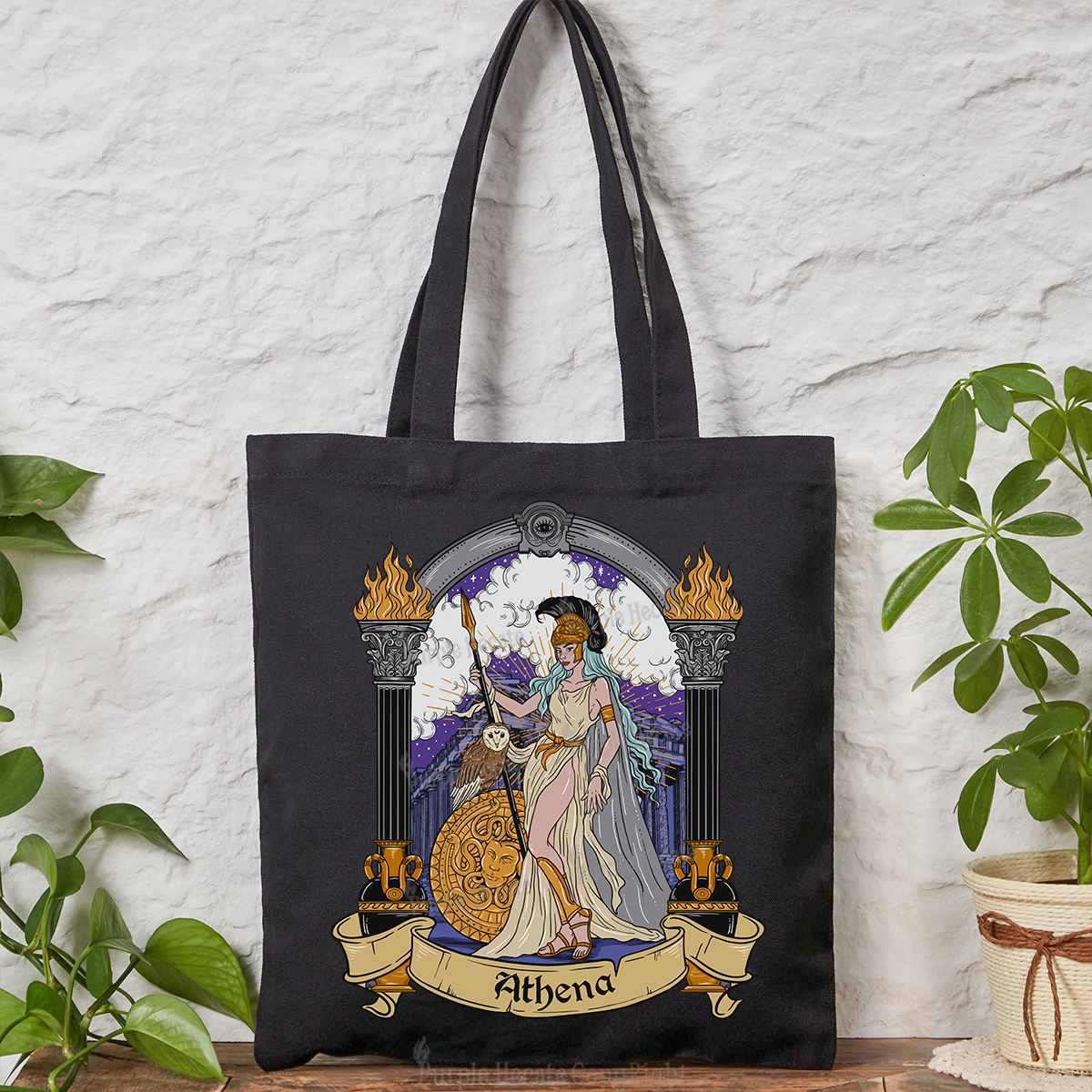 Purplehecate The Wise Athena Tote Bag