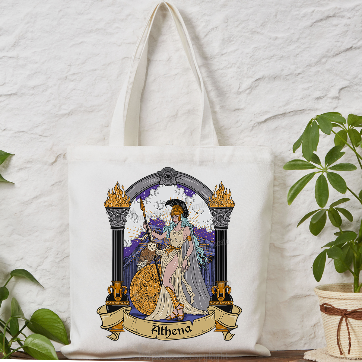 Purplehecate The Wise Athena Tote Bag