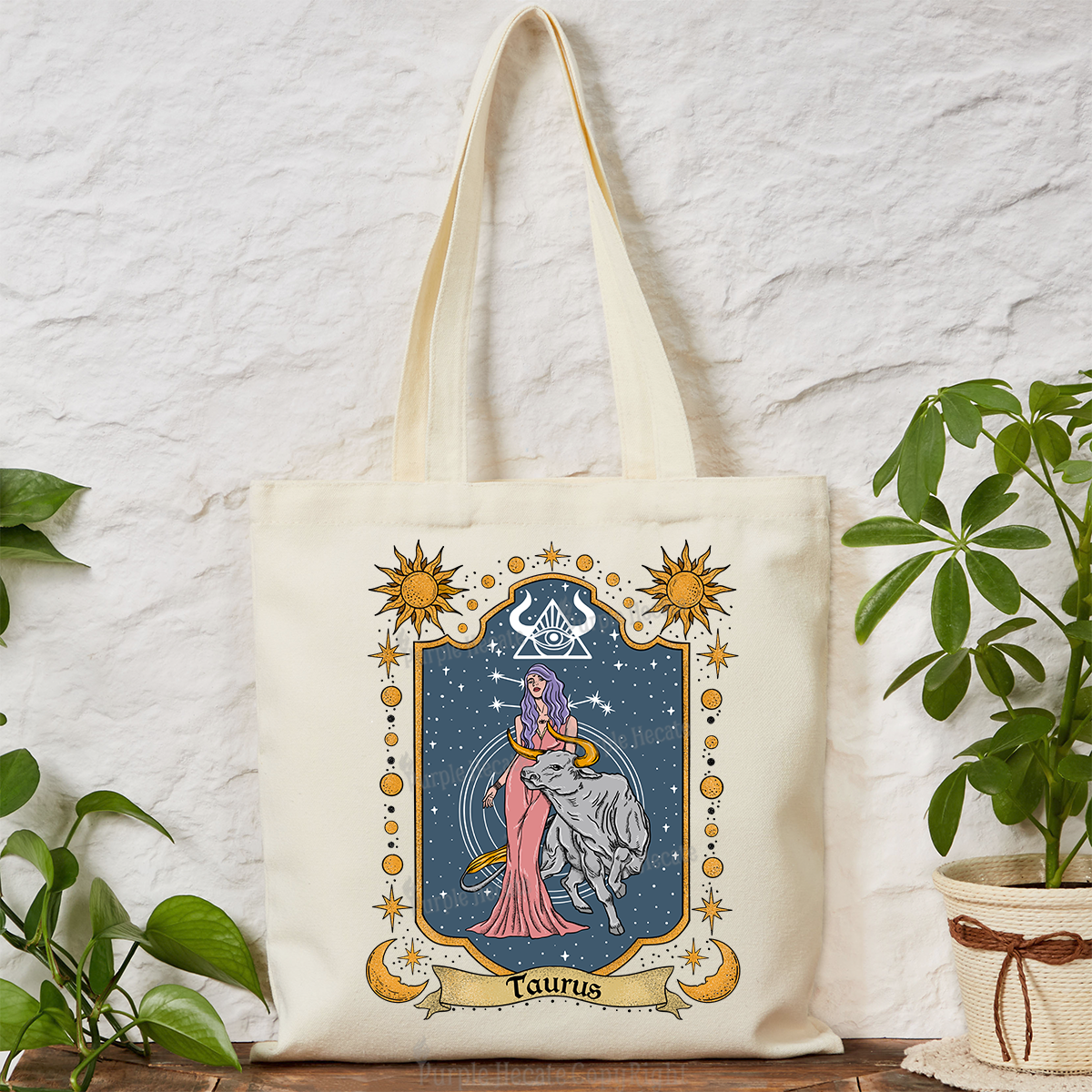 Purplehecate Taurus Zodiac Tote Bag