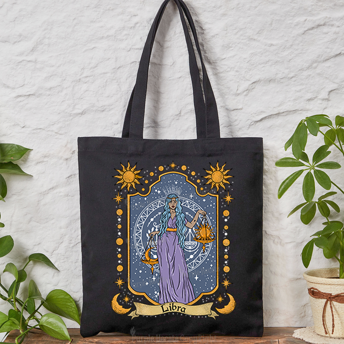 Purplehecate Libra Zodiac Tote Bag