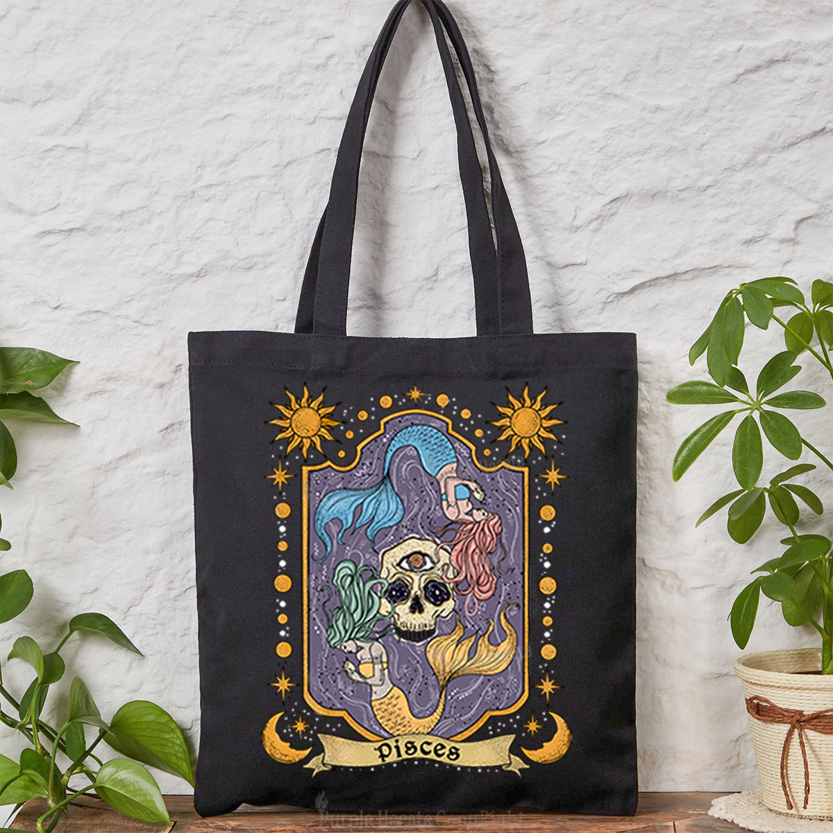 Purplehecate Pisces Zodiac Tote Bag
