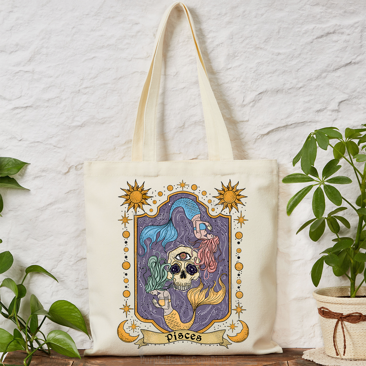 Purplehecate Pisces Zodiac Tote Bag