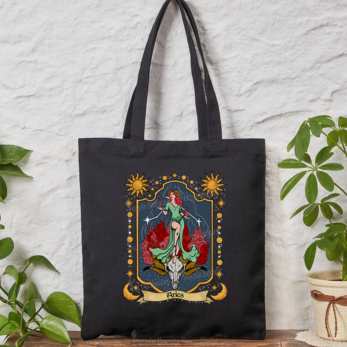 Purplehecate Aries Zodiac Tote Bag