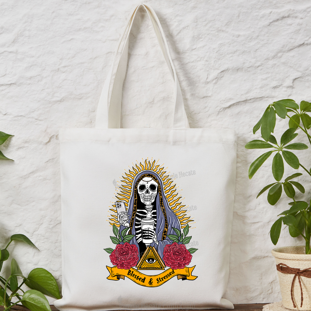 Purplehecate Blessed And Stressed Tote Bag