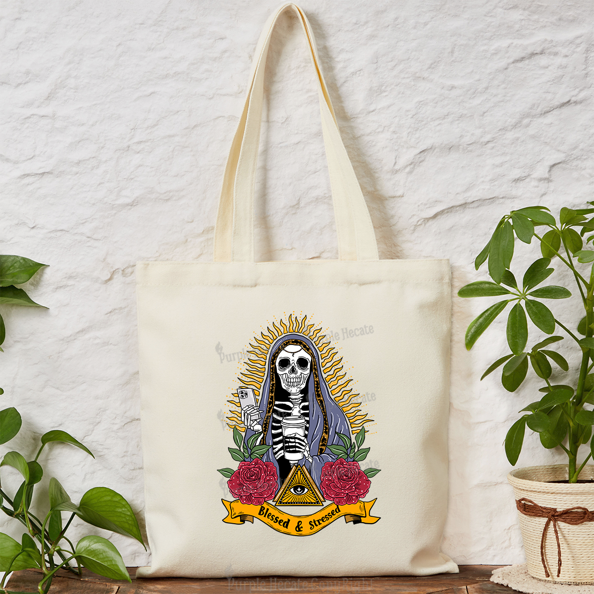 Purplehecate Blessed And Stressed Tote Bag