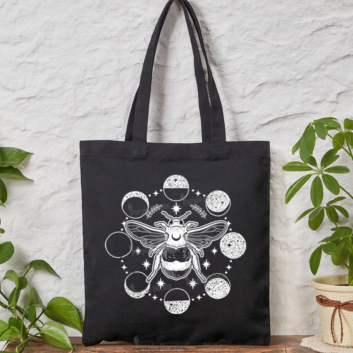 Purplehecate Moon Bee Tote Bag