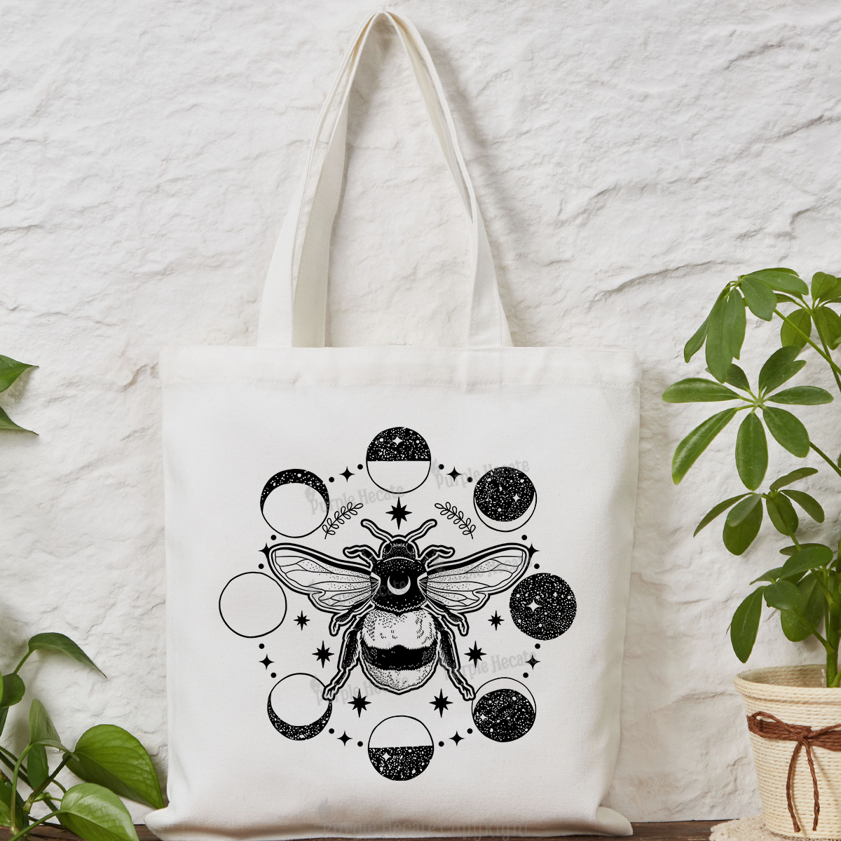 Purplehecate Moon Bee Tote Bag