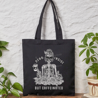 Purplehecate Dead Inside But Caffeinated Tote Bag