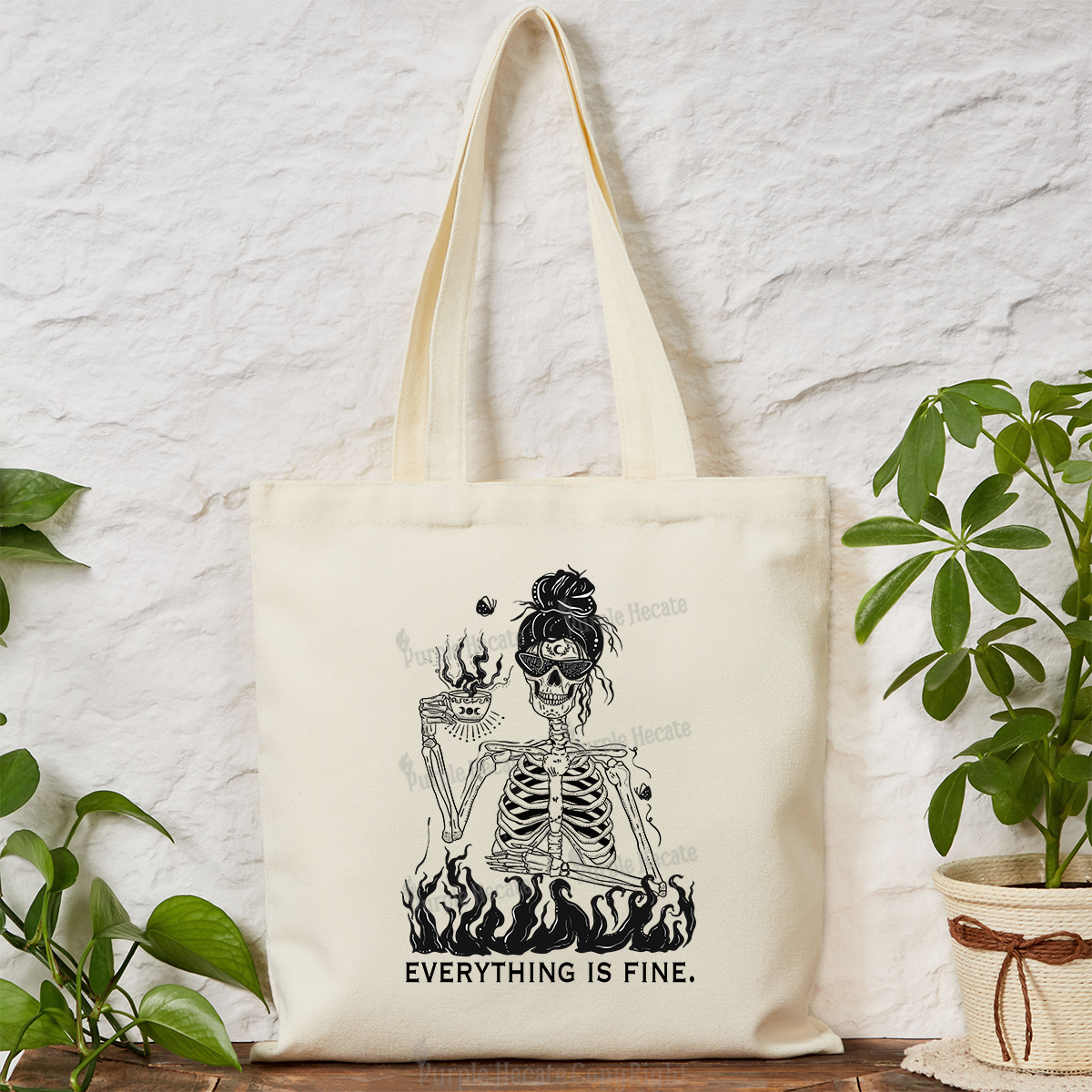 Purplehecate Everything Is Fine Tote Bag
