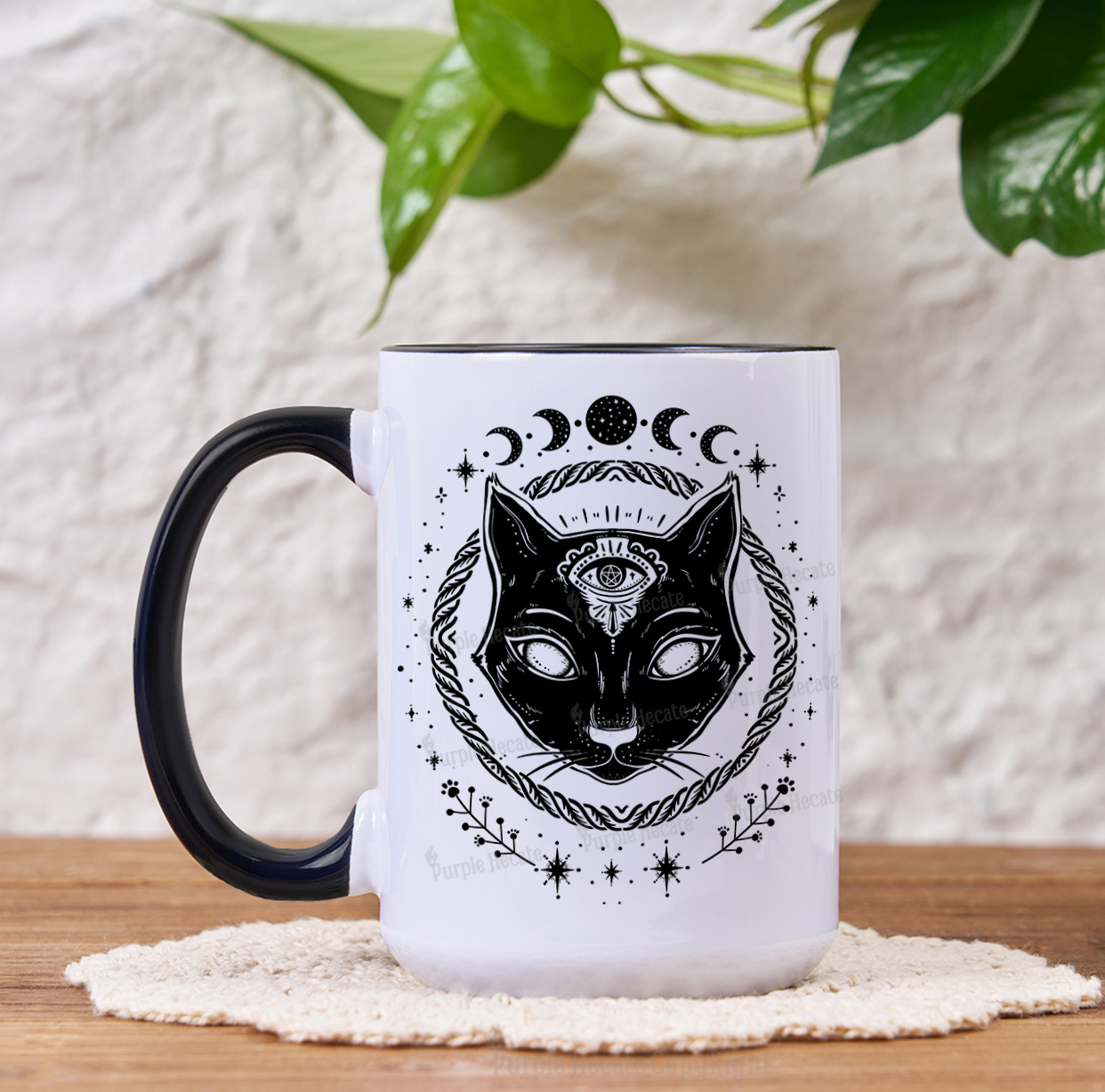 Purplehecate Third Eye Black Cat Mug