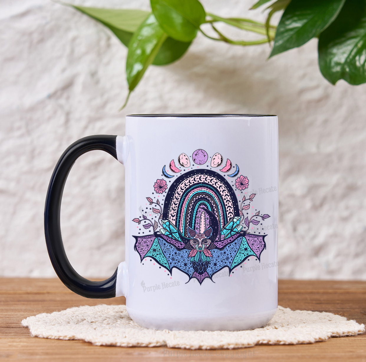 Purplehecate Moon Phase Bat Mug