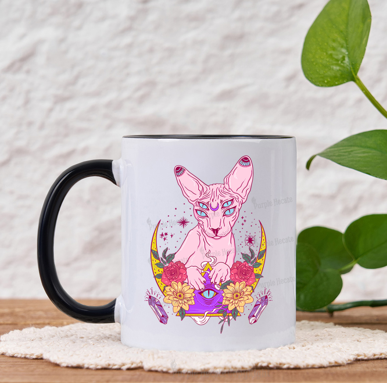 Purplehecate Moon Phase Cat Mug